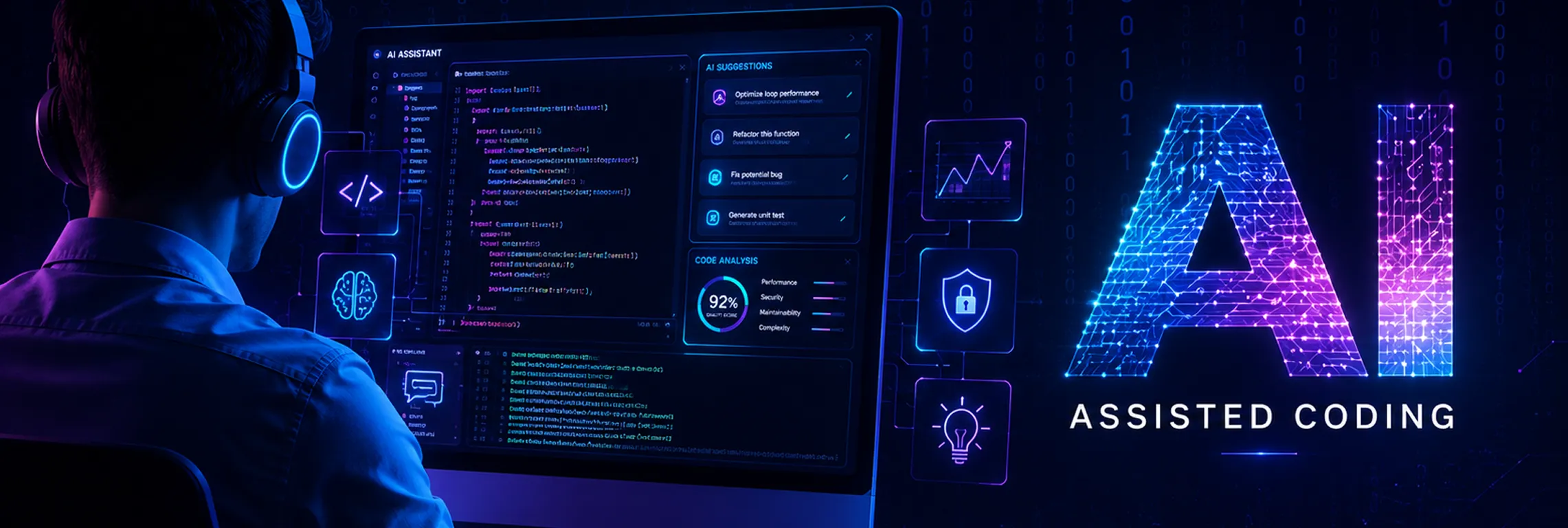 Explore how AI-assisted coding helps developers write, debug, test, and document software faster — plus risks, tools, best practices, and team adoption.